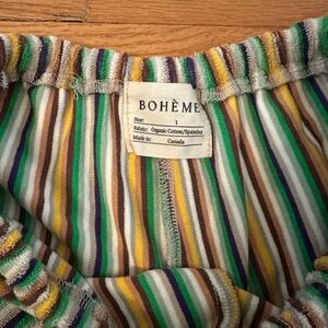 NWOT Bohème terry Green and Yellow Striped shorts